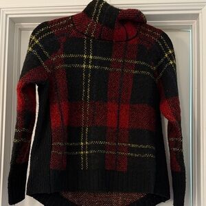 RD Style Red and Black Plaid Turtleneck Sweater